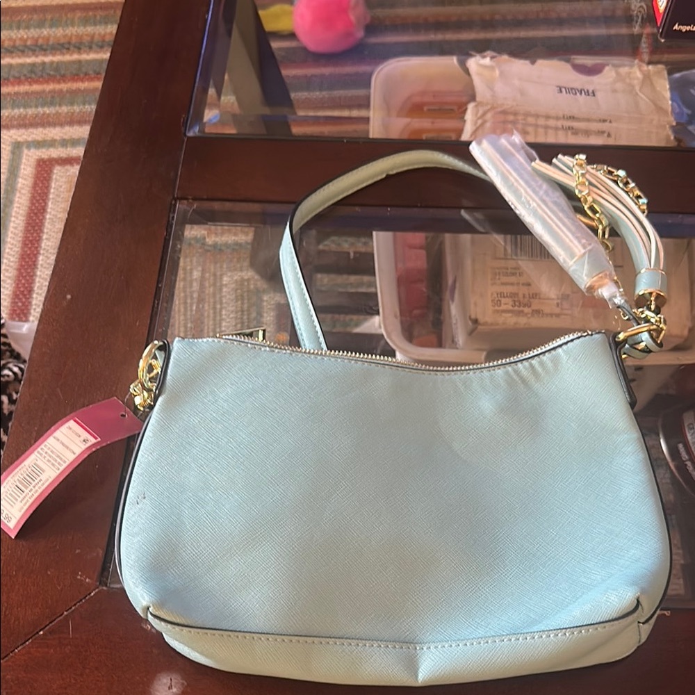 Merona Blue Shoulder Bag with Soft Leather and Minimalist Design